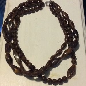 BEAUTIFUL THREE STRAND BROWN BEADS